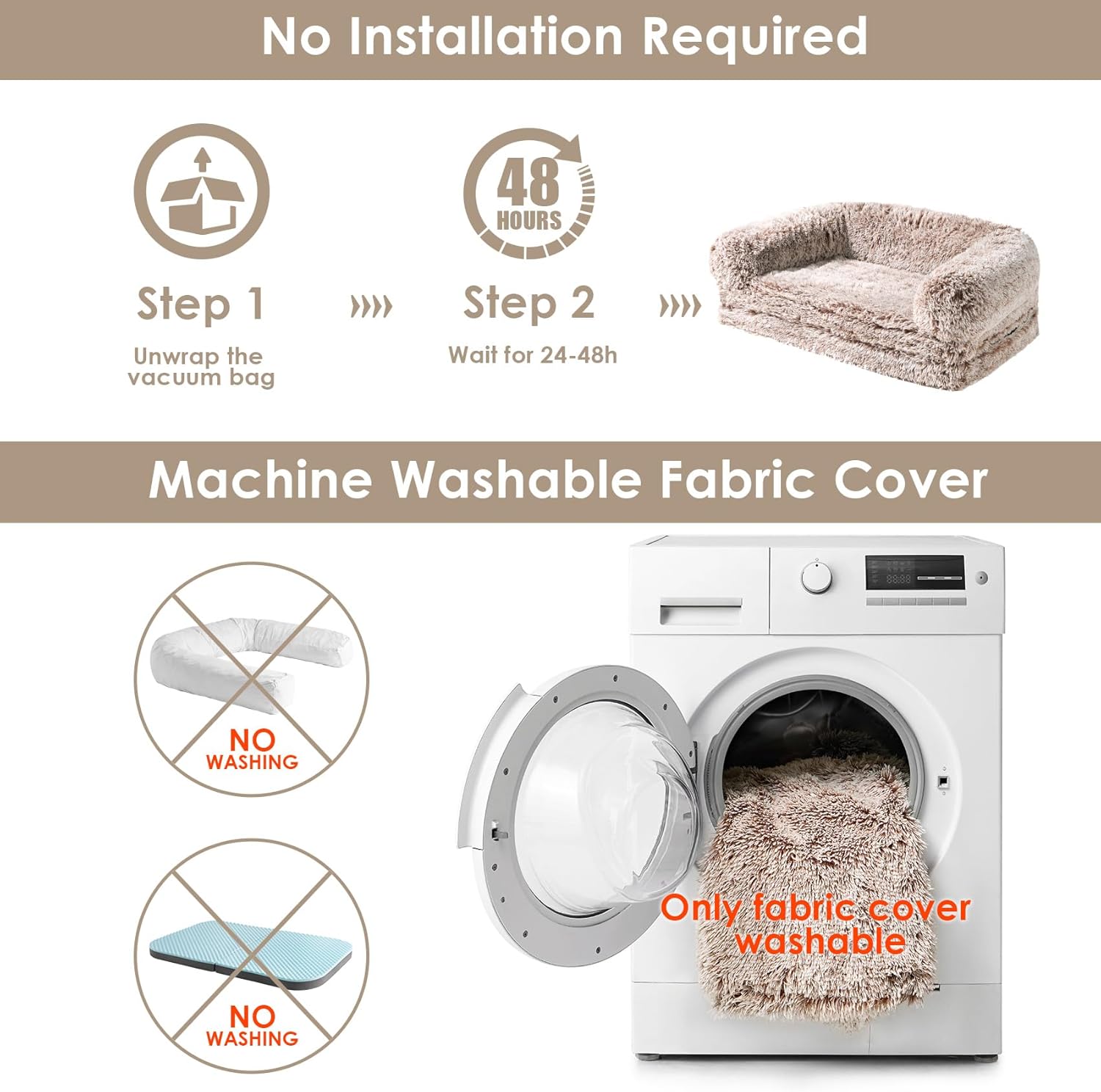 EHEYCIGA Foldable XXL Dog Bed, 54"x38"x7.5" Memory Foam Orthopedic Dog Couch for Extra Large Dogs, Calming Waterproof Pet Sofa with Washable Cover, Human Dog Bed for Kids, Dark Grey - Furr-Reel