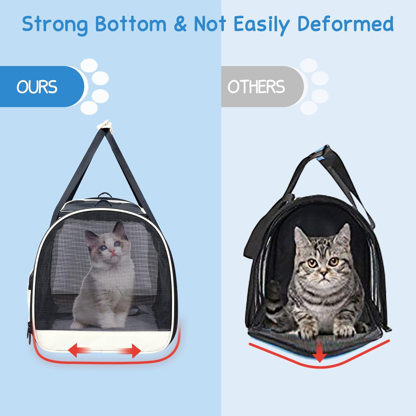 BurgeonNest Dog Carrier for Small Dogs and Large Cats Under 20 lbs, Medium Cats 25 lbs, and with Unique Side Bag,Top Load Pet Carrier Soft-Sided Escape Proof with 4 Ventilated Windows