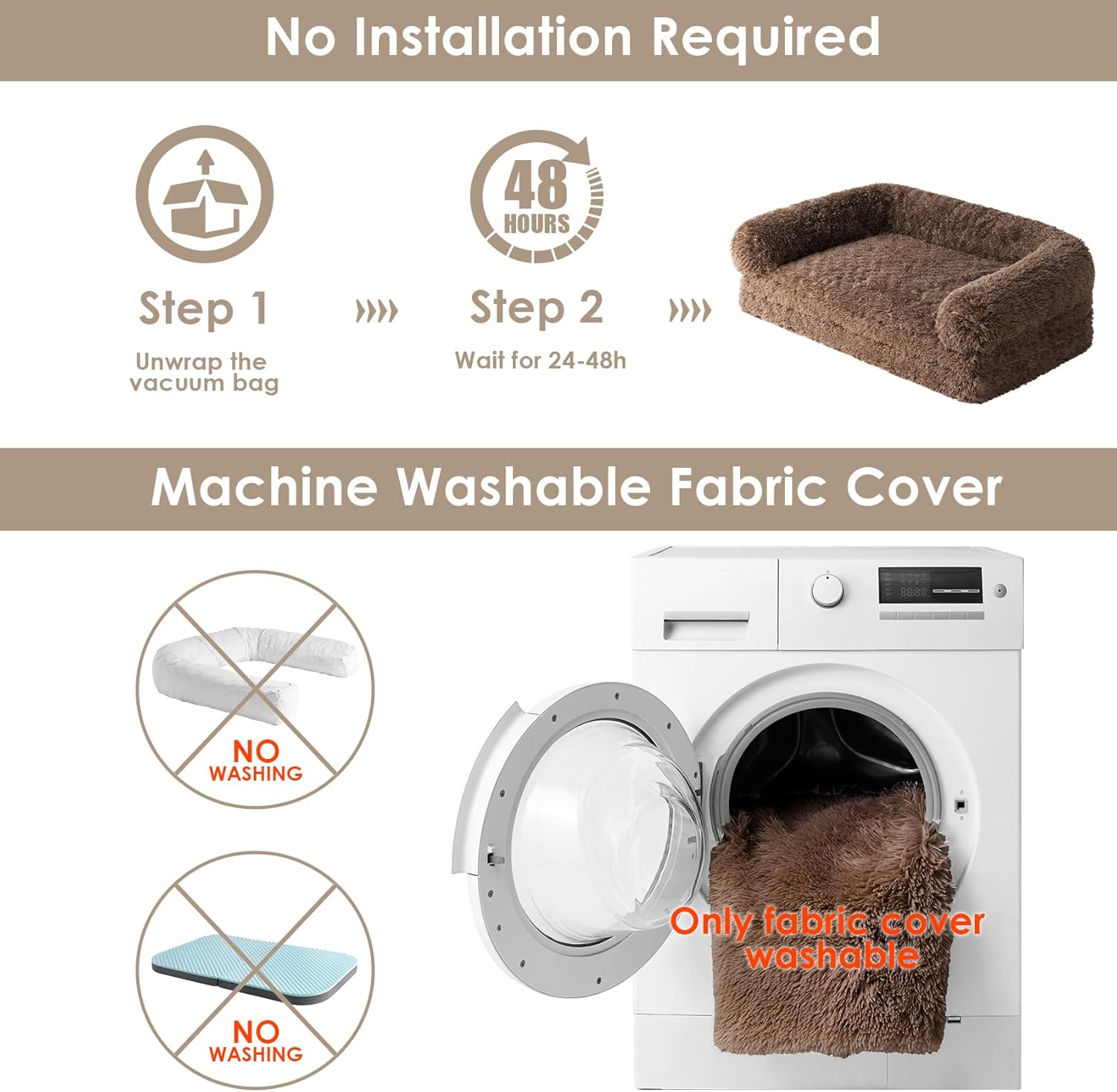 EHEYCIGA Foldable XXL Dog Bed, 54"x38"x7.5" Memory Foam Orthopedic Dog Couch for Extra Large Dogs, Calming Waterproof Pet Sofa with Washable Cover, Human Dog Bed for Kids, Dark Grey - Furr-Reel