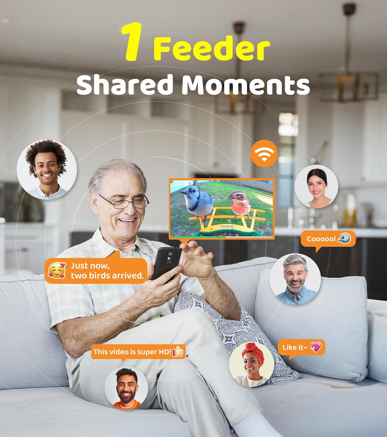 HIXX® Smart Bird Feeder Camera, Lifetime Free AI Bird ID Bird Feeder for Outdoors with Solar Panel, Auto Bird Video Capture & Instant Notifications, Birdwatching Camera with Feeder for Bird Lovers