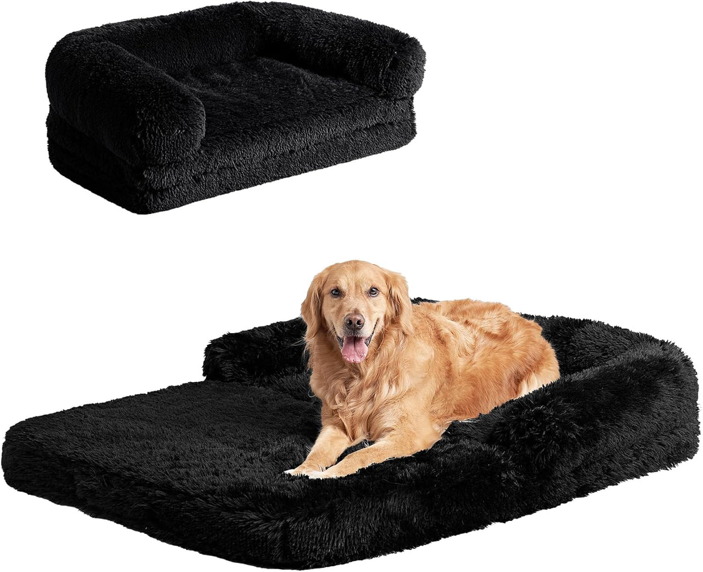 EHEYCIGA Foldable XXL Dog Bed, 54"x38"x7.5" Memory Foam Orthopedic Dog Couch for Extra Large Dogs, Calming Waterproof Pet Sofa with Washable Cover, Human Dog Bed for Kids, Dark Grey - Furr-Reel