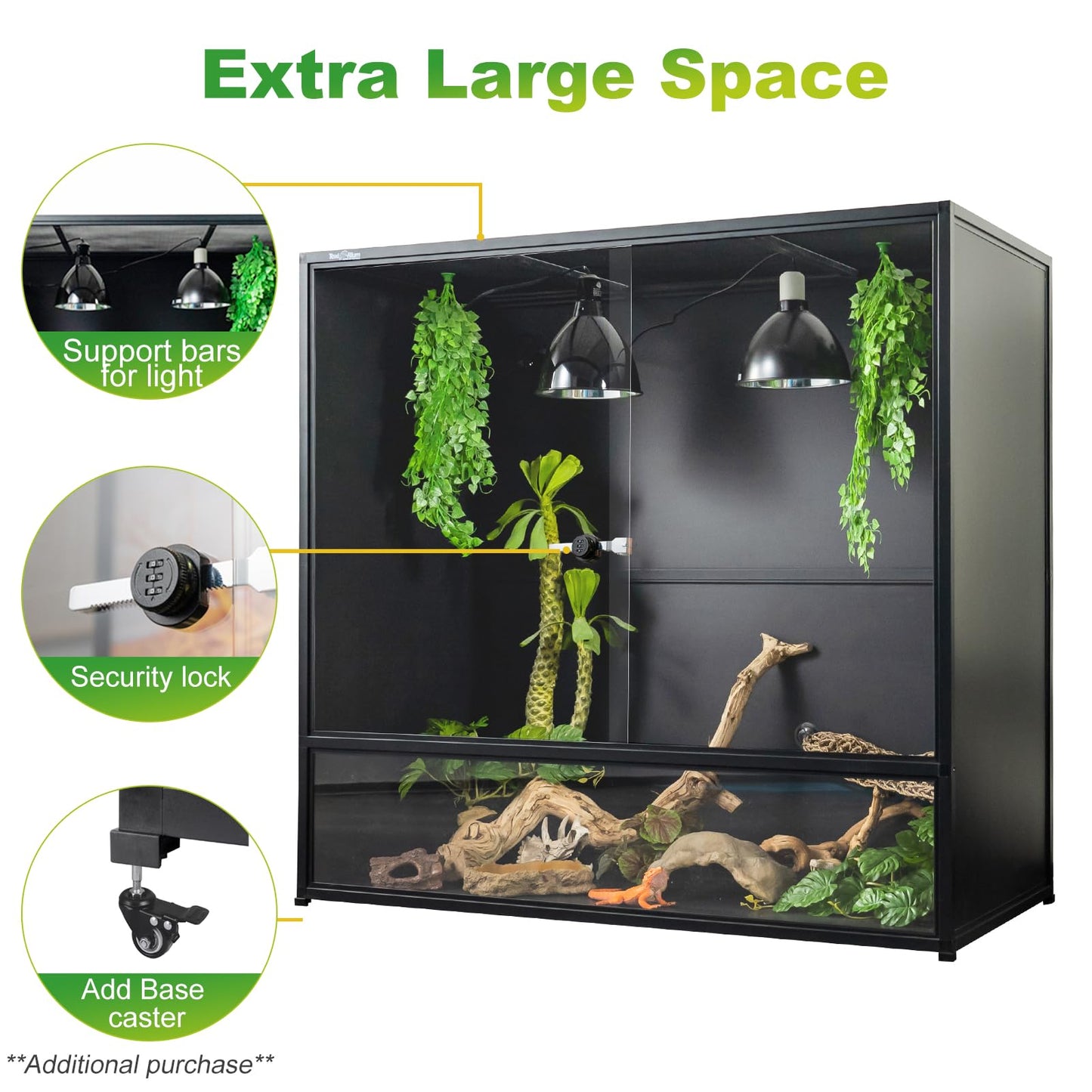 Reptile Terrarium 120 Gallon 4x2x2FT Large PVC Enclosure Breeding Tank for Bearded Dragon Gecko Lizard Snake, Wide Breeding Lounge Vivarium Suit for Juvenile to Adult Reptiles - Furr-Reel