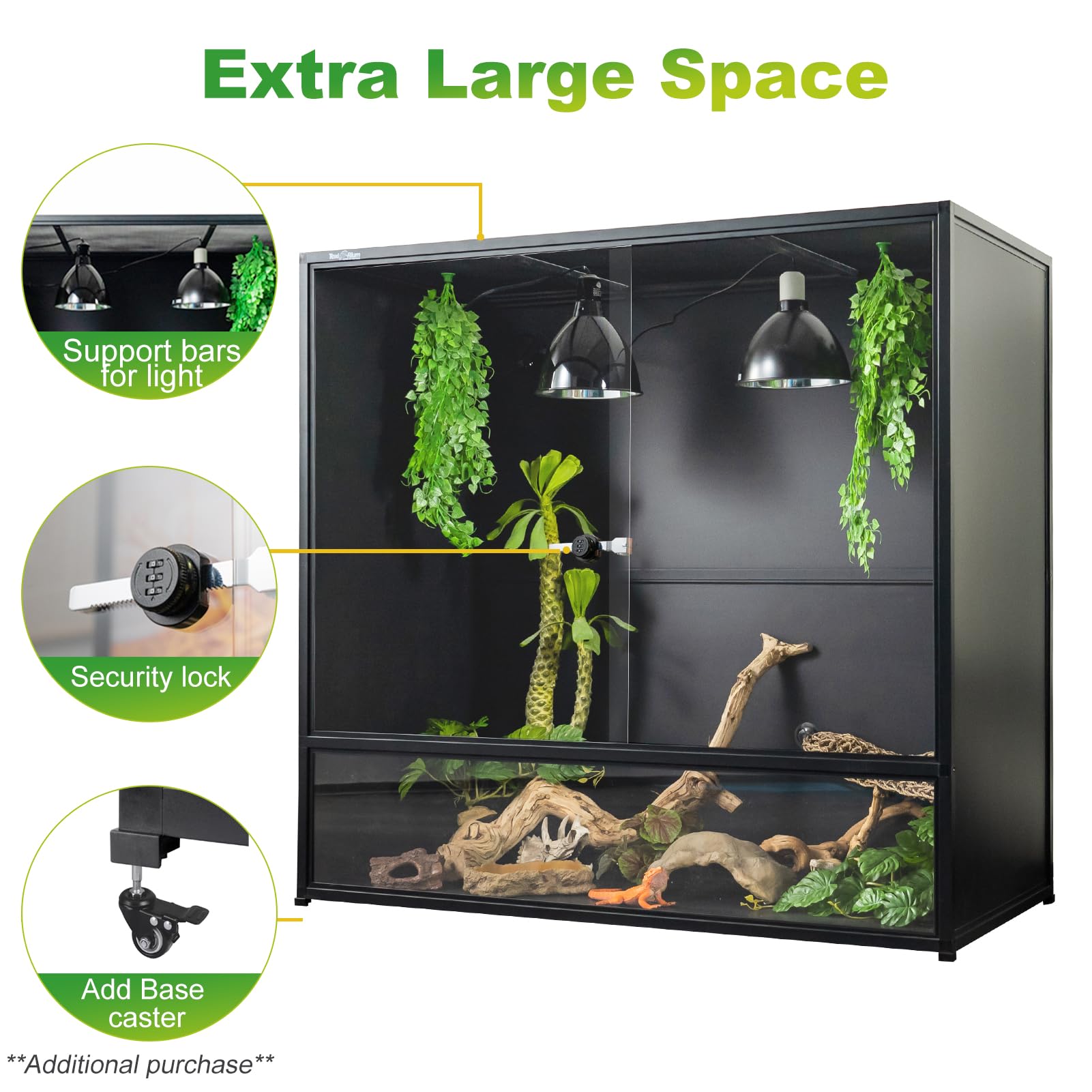 Reptile Terrarium 120 Gallon 4x2x2FT Large PVC Enclosure Breeding Tank for Bearded Dragon Gecko Lizard Snake, Wide Breeding Lounge Vivarium Suit for Juvenile to Adult Reptiles - Furr-Reel