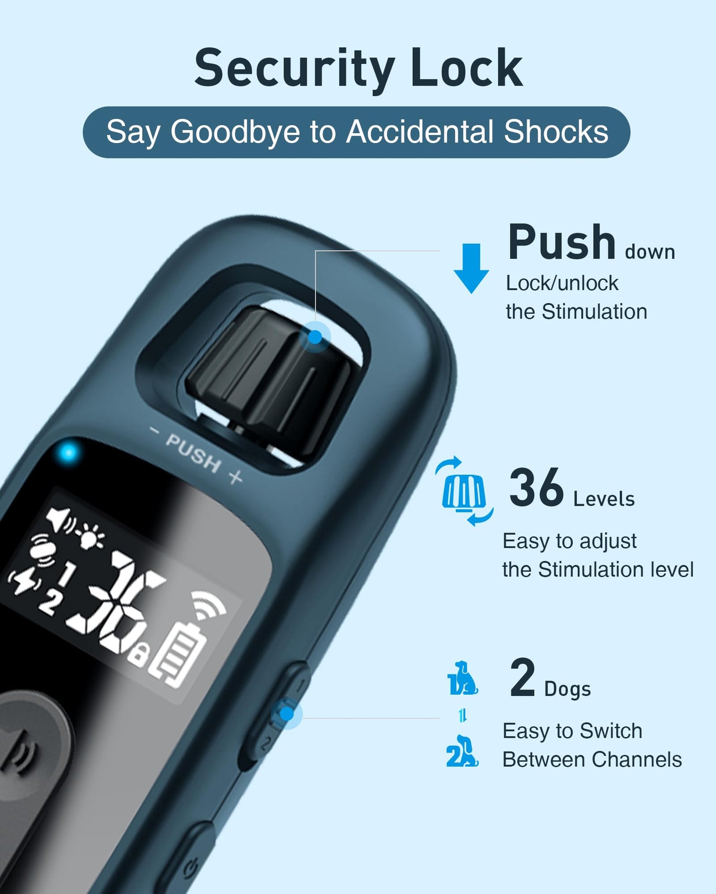 ABBIDOT 3300 Ft Dog Training Collar with Remote - [New Version] Shock Collar, 5 Training Modes, 88 Levels e Collar, Waterproof Training Collar for Small Medium Large Dogs(15~120 lbs)