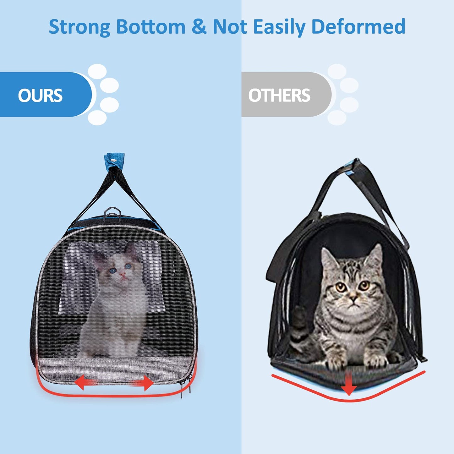 BurgeonNest Dog Carrier for Small Dogs and Large Cats Under 20 lbs, Medium Cats 25 lbs, and with Unique Side Bag,Top Load Pet Carrier Soft-Sided Escape Proof with 4 Ventilated Windows