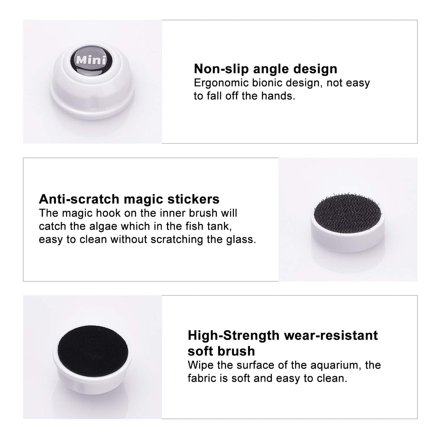 TOP Star Mini Magnet Fish Tank Brush, Aquarium Cleaner, Fish Tank Glass Cleaner, Mini Portable Durable Magnet, Cleaning for Fish Tank and Algae Removal (Green)