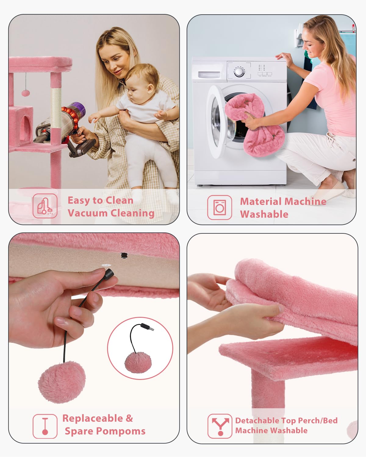 PEQULTI Cat Tree for Large Cats with Super Large Top Perch, [56.3"=143cm] Tower for Indoor Cats with Hammock and Sleeping Bag, Cat Shelves with Scratching Posts and 2 Condos Houses Grey