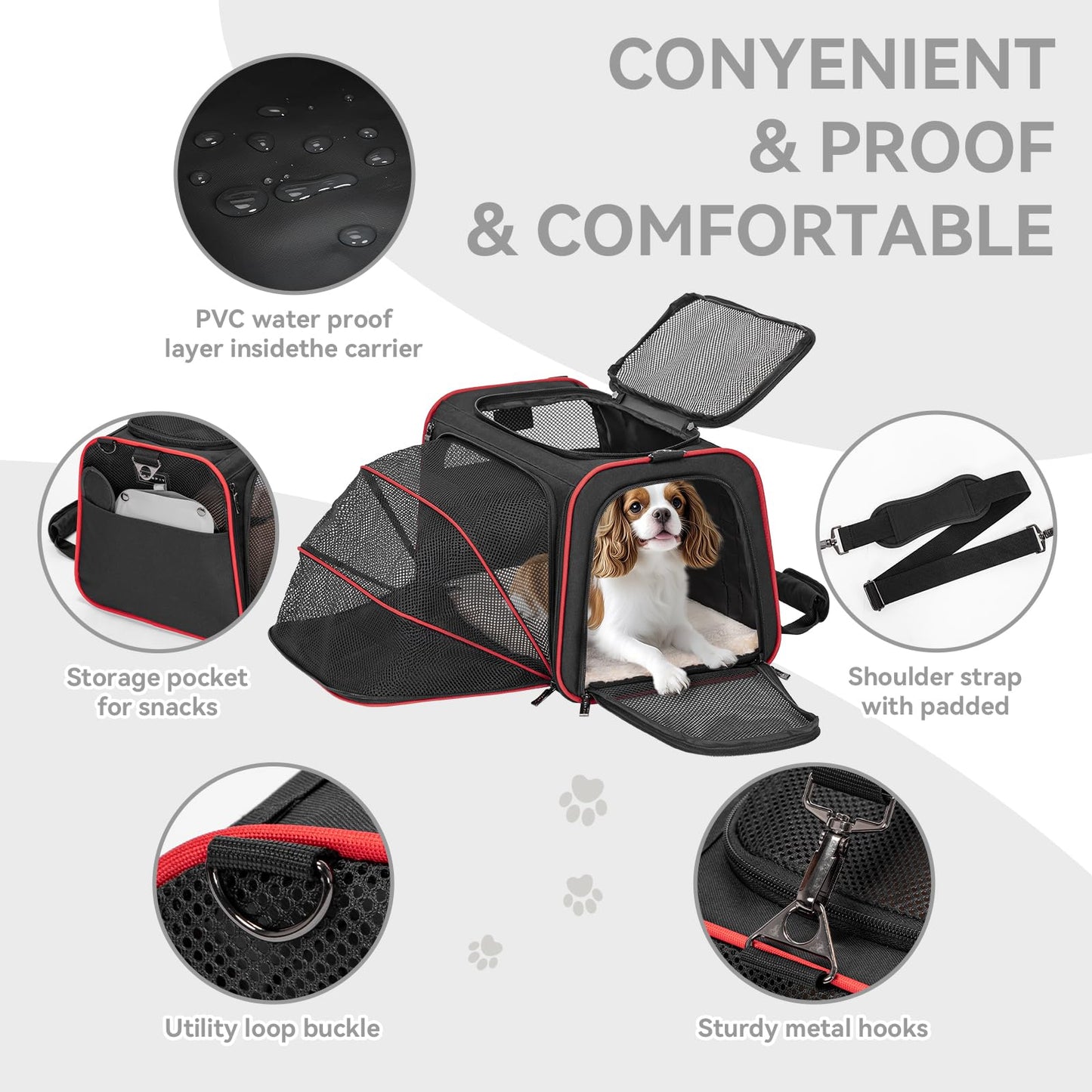 Petsfit Rabbit Carrier Bunny Carriers, Airline Approved Soft-Sided Pet Carrier for Guinea Pig/Cat/Dog/Kittens/Puppy, 16"x 10"x 9"