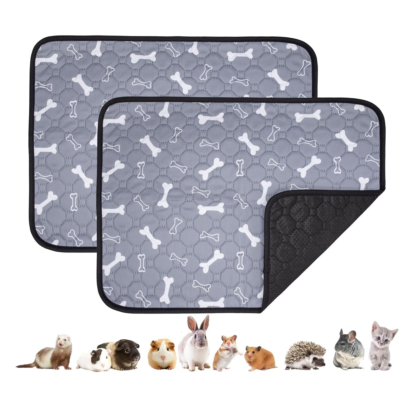 Fantperful Pet-Cage Liners-Mat Pee Pads-Bedding - for Guinea Pig Hamsters Chinchillas Bunny Rabbit Ferrets Rat Hedgehogs Small Cat Dog Puppies Small Mini Animal 2 Packs (S(13.77x19.68inch))