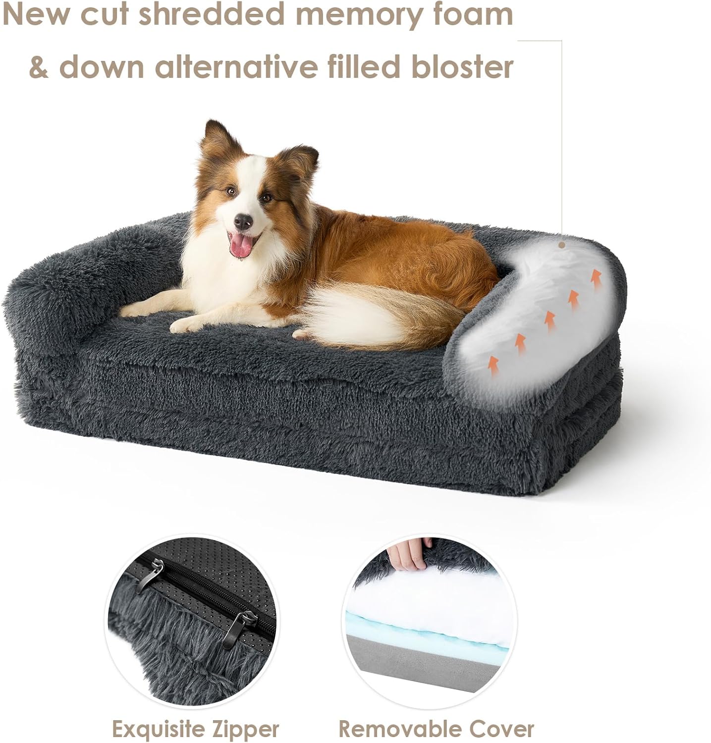 EHEYCIGA Foldable XXL Dog Bed, 54"x38"x7.5" Memory Foam Orthopedic Dog Couch for Extra Large Dogs, Calming Waterproof Pet Sofa with Washable Cover, Human Dog Bed for Kids, Dark Grey - Furr-Reel