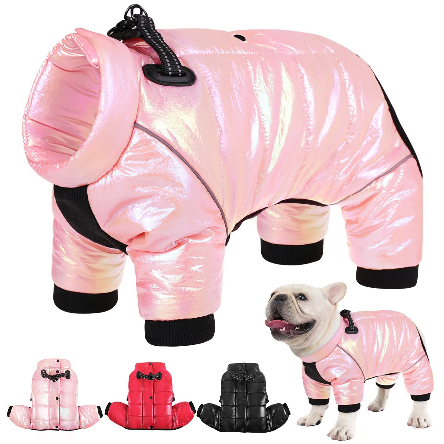 AOFITEE Dog Coat, Waterproof Dogs Jacket for Winter, Warm Fullbody Small Dog Snowsuit, Winter Coat for Small Dogs, Zip Up Pet Puffer Jacket Fleece Vest, Reflective Pet Snow Jackets, Christmas Red Furr-Reel