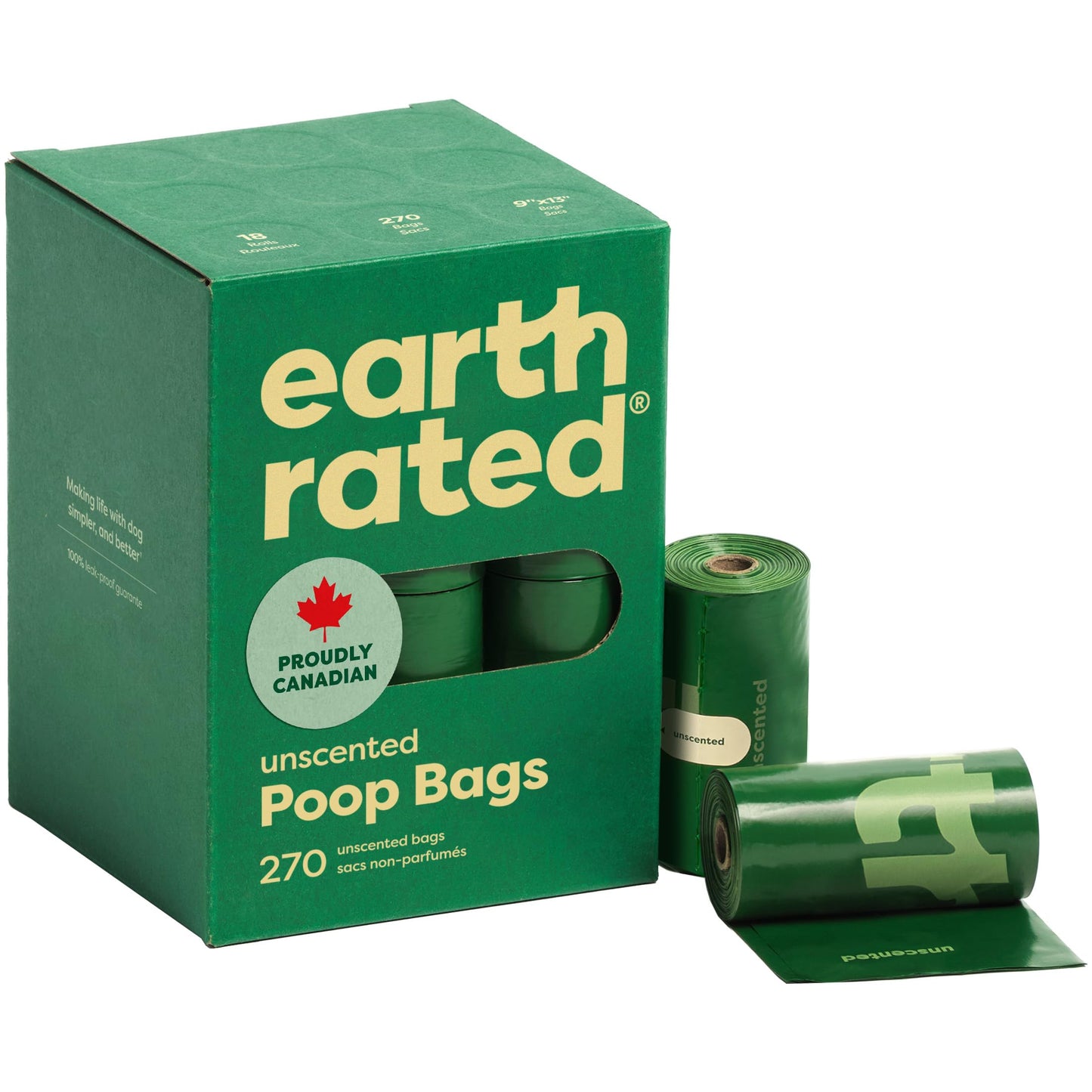 Earth Rated (A Canadian Company), Poop Bags for Dogs, Guaranteed Leak Proof and Extra Thick Waste Bag Refill Rolls, Lavender Scented, 270 Count