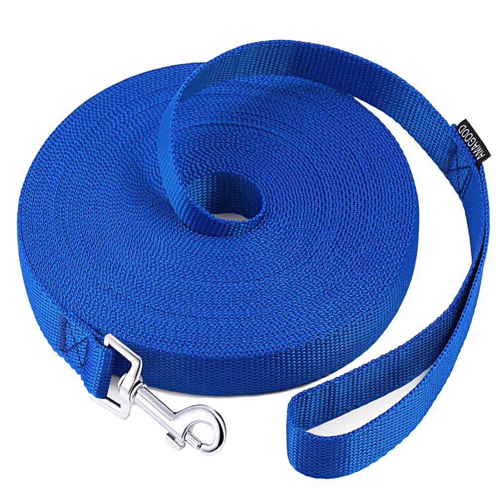AMAGOOD Dog/Puppy Obedience Recall Training Agility Lead-15 ft 20 ft 30 ft 50 ft Long Leash-for Dog Training,Tie Out,Play,Safety,Camping (15 feet, Black)