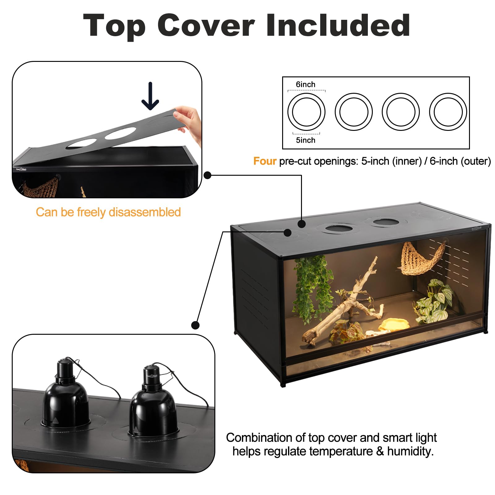 Reptile Terrarium 120 Gallon 4x2x2FT Large PVC Enclosure Breeding Tank for Bearded Dragon Gecko Lizard Snake, Wide Breeding Lounge Vivarium Suit for Juvenile to Adult Reptiles - Furr-Reel