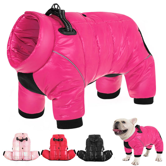 AOFITEE Dog Coat, Waterproof Dogs Jacket for Winter, Warm Fullbody Small Dog Snowsuit, Winter Coat for Small Dogs, Zip Up Pet Puffer Jacket Fleece Vest, Reflective Pet Snow Jackets, Christmas Red Furr-Reel