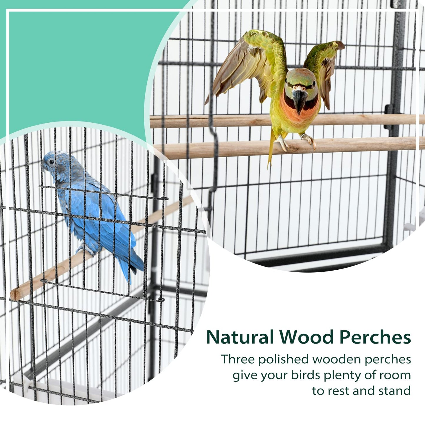 BestPet 53-Inch Wrought Iron Large Flight King Bird Cage for Parakeets,Large Parrot Parakeet Cage Birdcages with Rolling Stand for African Grey Parrot Cockatiel Sun Parakeet Conure Lovebird Canary