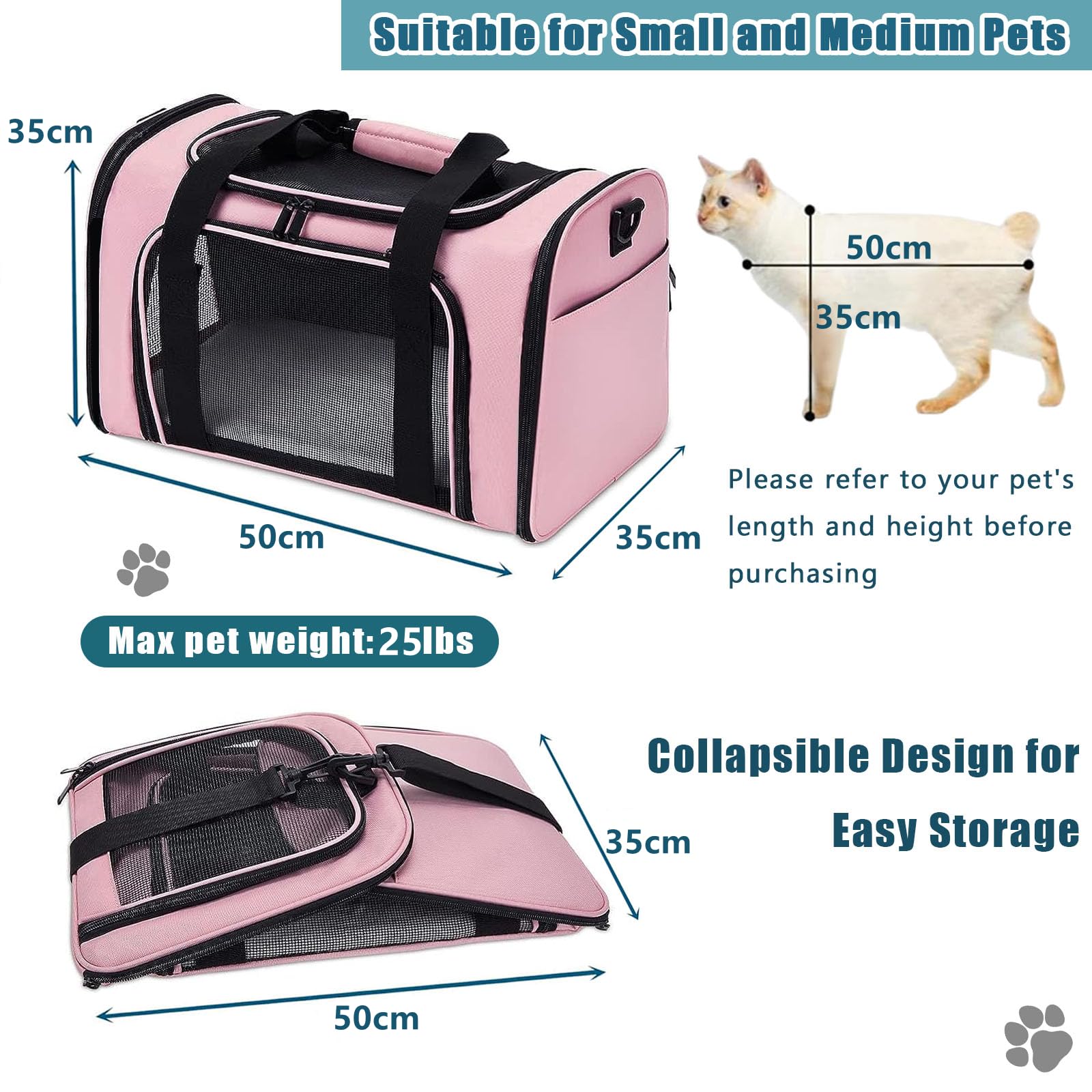 Pet Carrier Airline Approved,Soft Sided Cat Carrier New Upgraded Small Dog Carrier with Lockable Zippers,Breathable Pet Carrier,Dog Carrier for Small Medium Cats Furr-Reel
