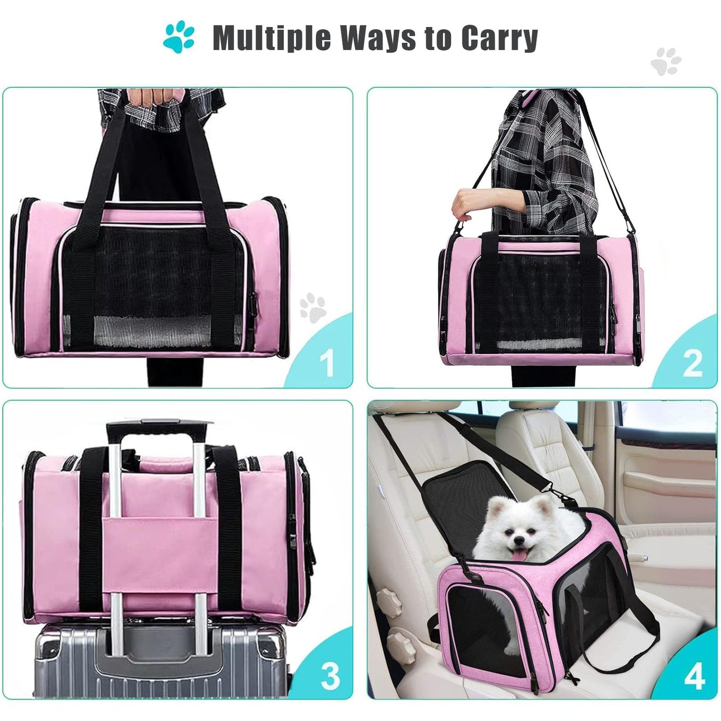 Pet Carrier Airline Approved,Soft Sided Cat Carrier New Upgraded Small Dog Carrier with Lockable Zippers,Breathable Pet Carrier,Dog Carrier for Small Medium Cats Furr-Reel