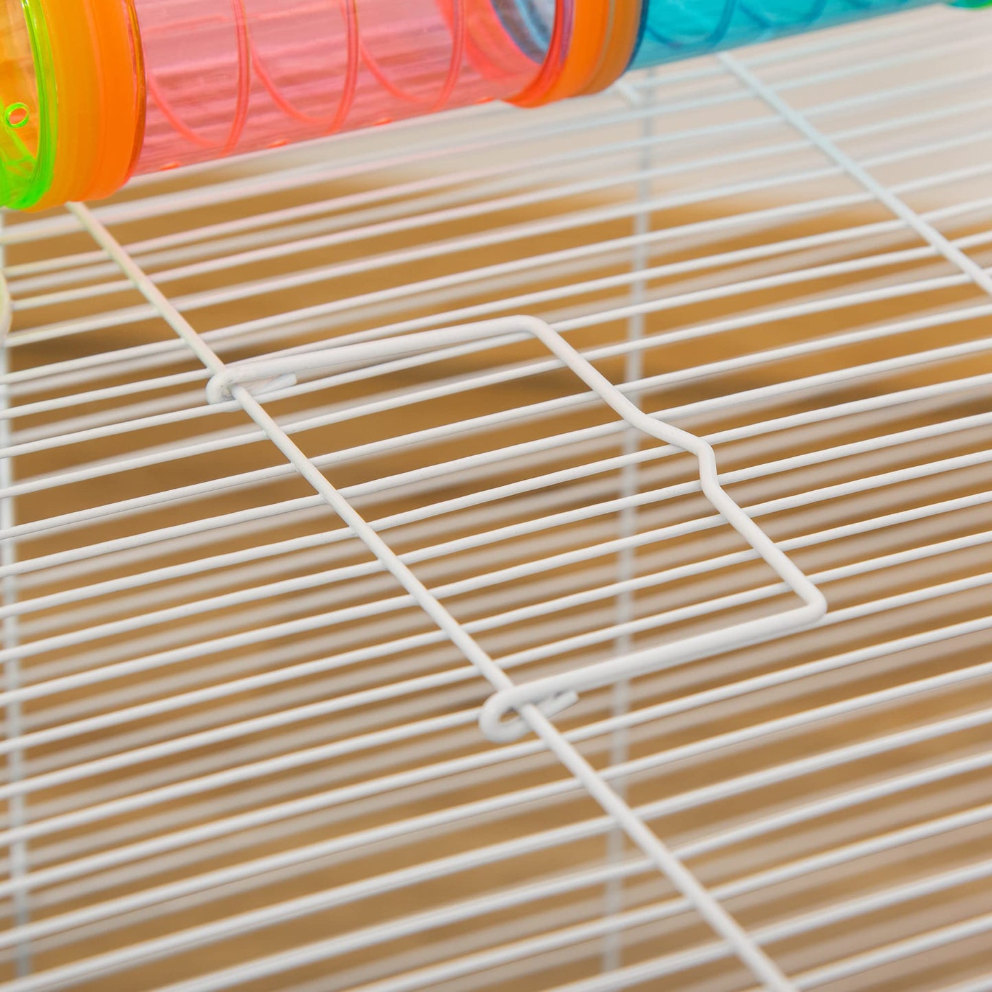 PawHut Hamster Cage, Small Animal House, 3-Level Guinea Pig Cage Gerbil Haven, Tunnel Tube System, with Water Bottle, Exercise Wheel, Food Dish, Ramps, Blue