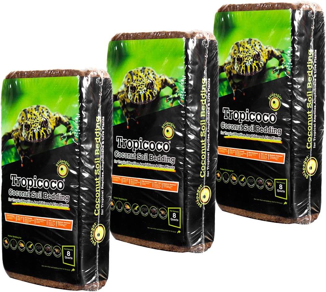 Galapagos Tropicoco Soil Natural 8 Quart Brick, 3 Pack - Furr-Reel