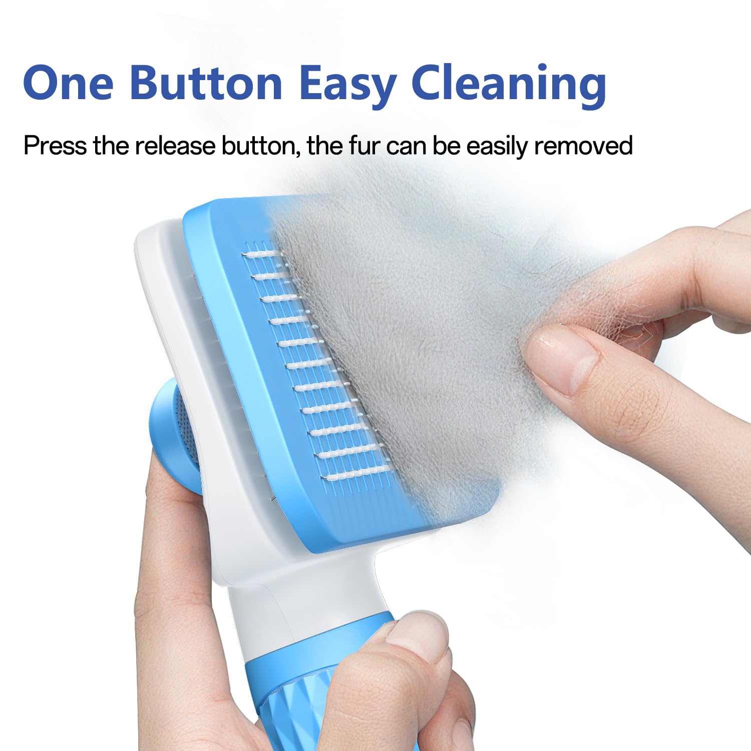 ACE2ACE Dog Brush, Cat Brush for Shedding Long and Short Haired, Self-Cleaning Dog Slicker Brush, Removes Loose Fur for Puppy, Cockapoo, Labrador, Golden Retriever, Pomeranian, Poodle, Rabbits, Blue - Furr-Reel
