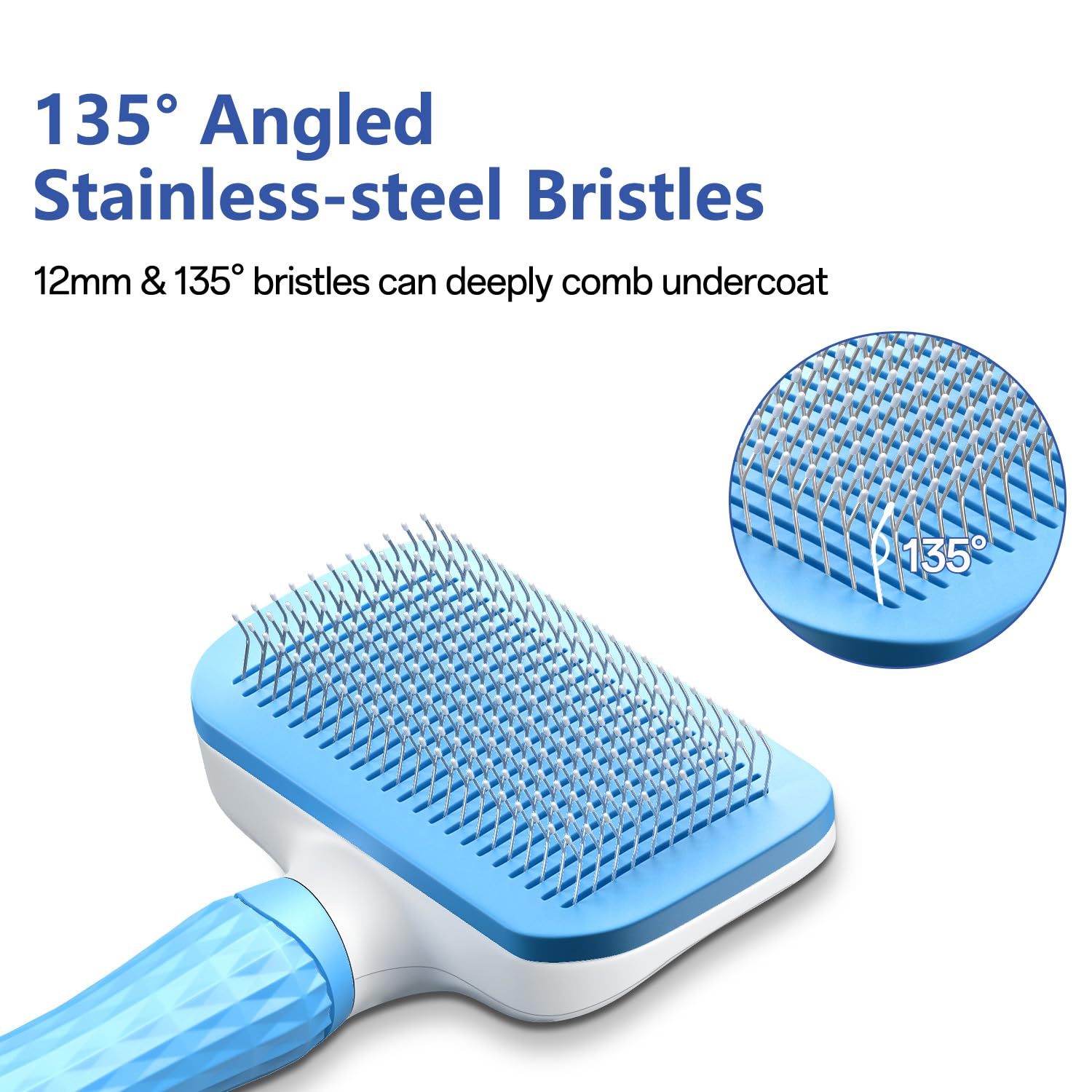 ACE2ACE Dog Brush, Cat Brush for Shedding Long and Short Haired, Self-Cleaning Dog Slicker Brush, Removes Loose Fur for Puppy, Cockapoo, Labrador, Golden Retriever, Pomeranian, Poodle, Rabbits, Blue - Furr-Reel