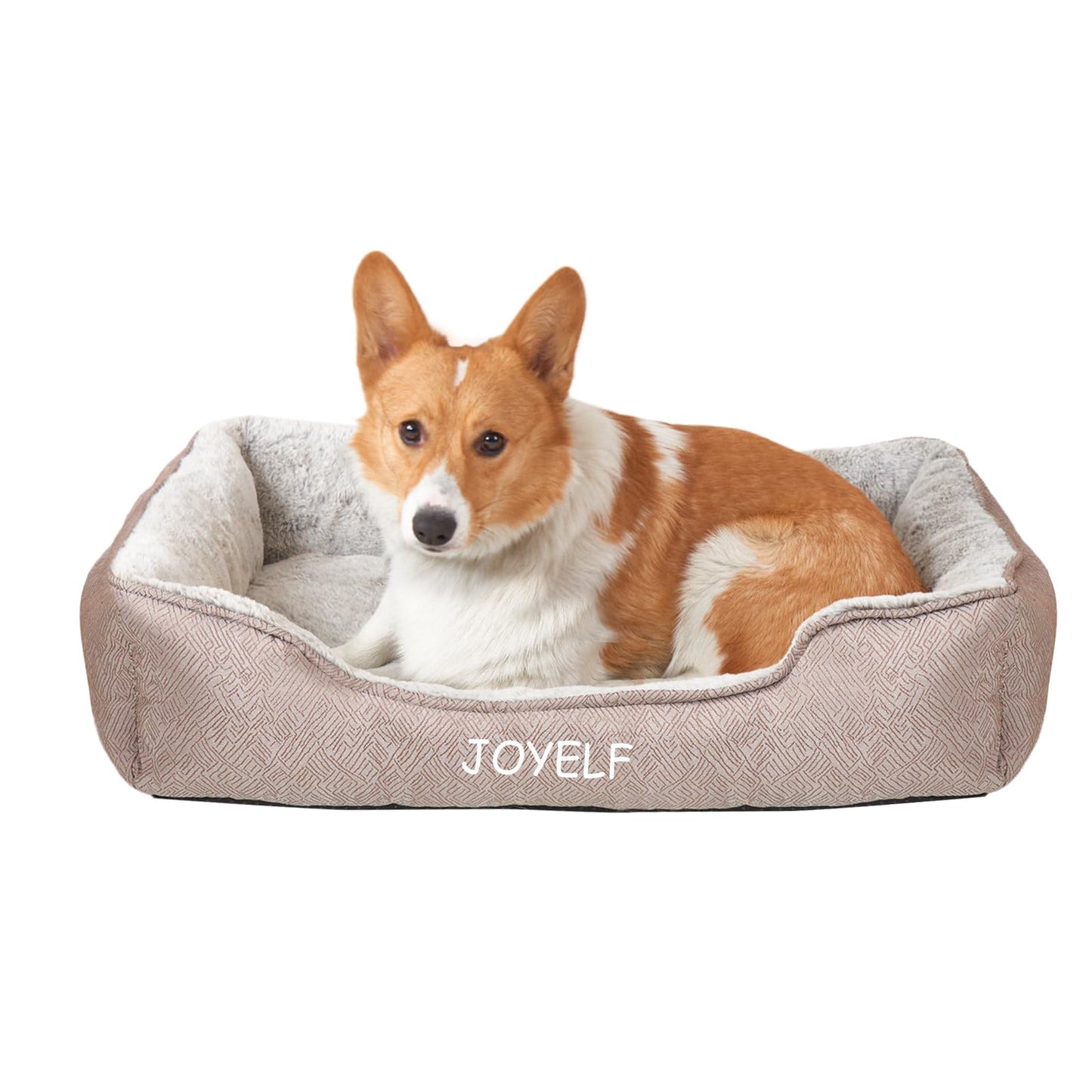 JOYELF Dog Bed Washable Calming Pet Bed, Anti Anxiety Cat Bed & Sofa, Cute Plush Pet Bed for Small Dog and Cat - Small Rectangle