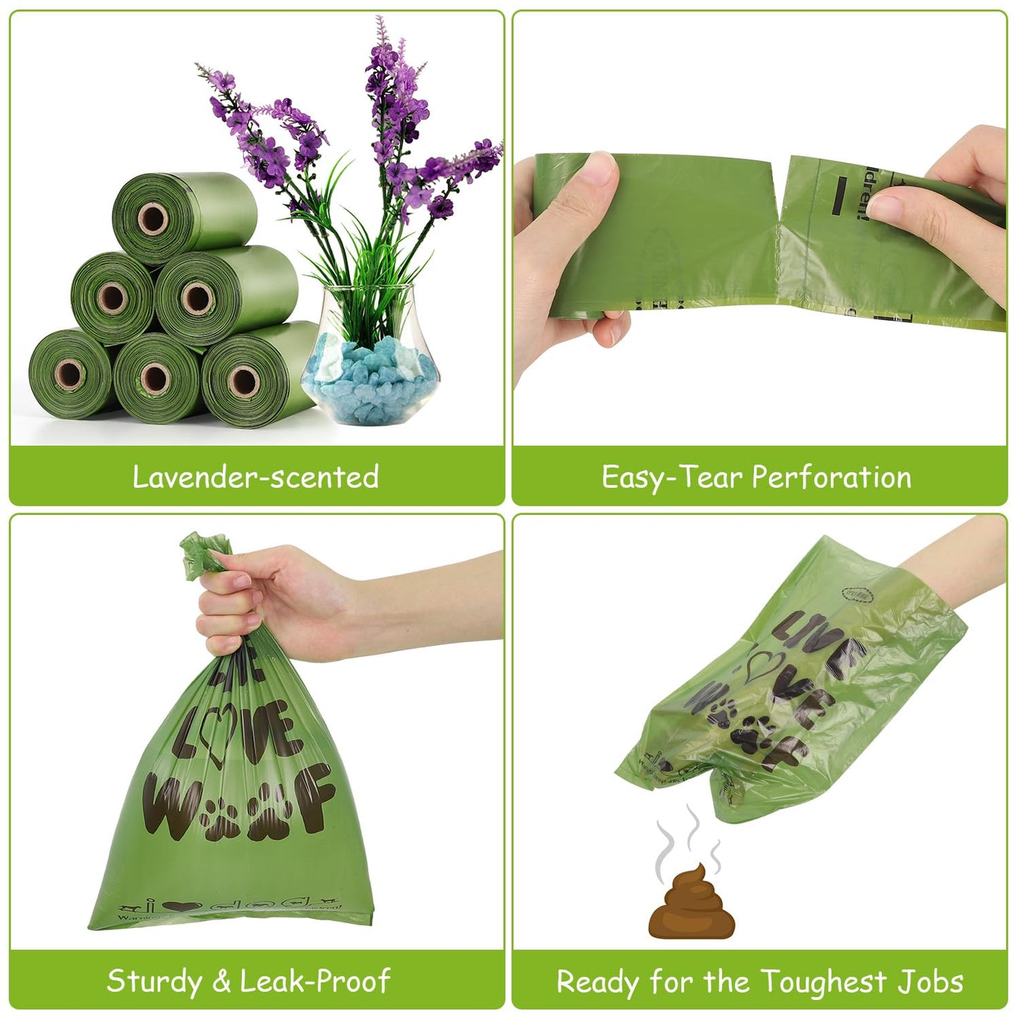 Yingdelai Dog Poop Bags, 540 Counts Poop Bags Leak-Proof Dog Waste Bags with 1 Dispenser Poop Bags for Dogs|Doggy (Scented)