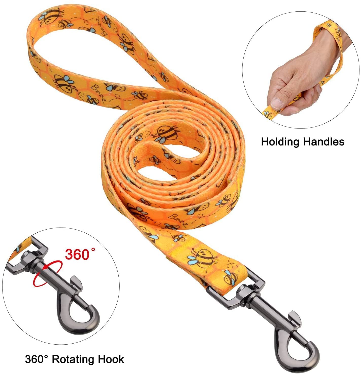Roses&Poetry Dog Collar and Lead for Small, Adjustable Durable 5ft Puppy Leash Collar for Dog Training Lead (Black & White-S) - Furr-Reel
