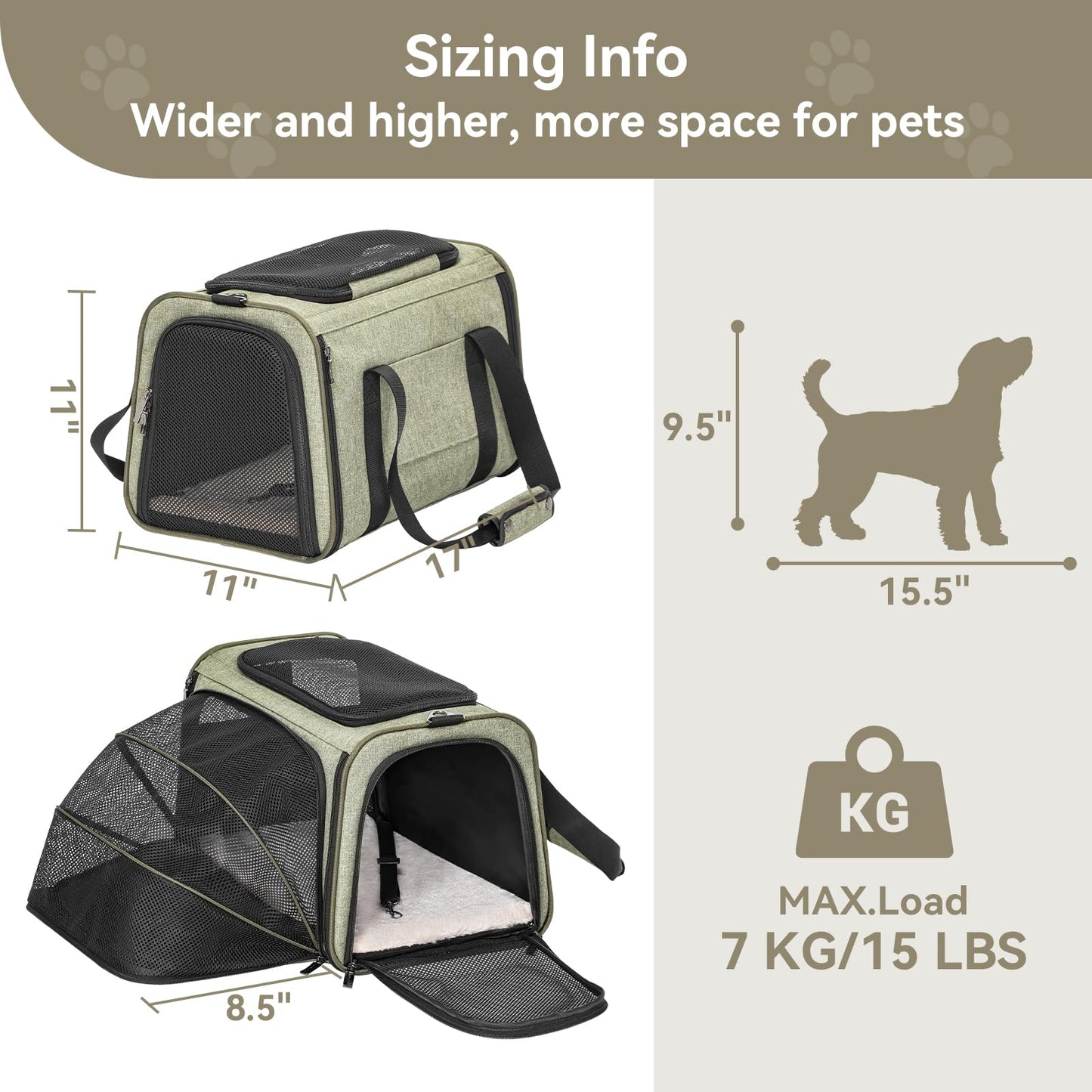 Petsfit Rabbit Carrier Bunny Carriers, Airline Approved Soft-Sided Pet Carrier for Guinea Pig/Cat/Dog/Kittens/Puppy, 16"x 10"x 9"