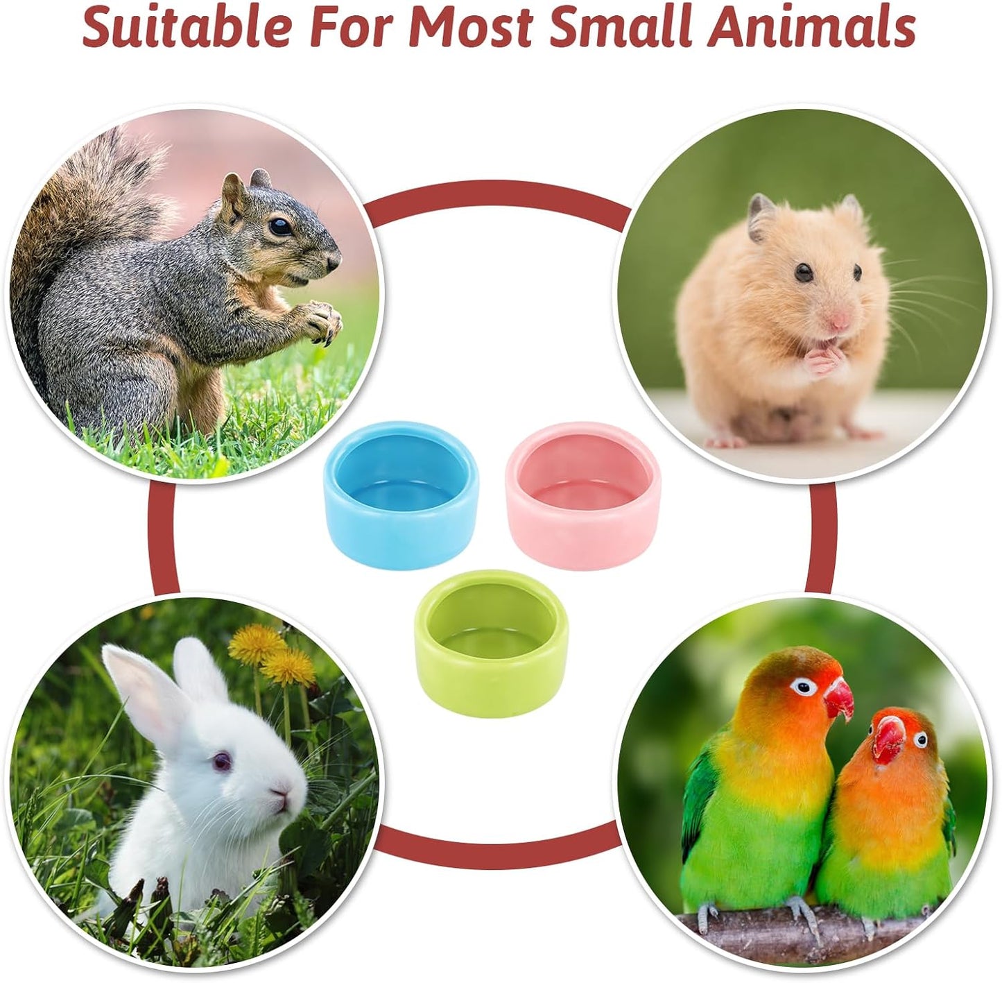 Nivofu 3PCS Hamster Bowl, Ceramic Hamster Bowl, Guinea Pig Bowl, Hedgehog Bowl, Small Animal Food Bowl, Food Bowl for Hamsters, Small Hamster Bowl, Small Animal Bowl for Hamster Gerbil Hedgehog