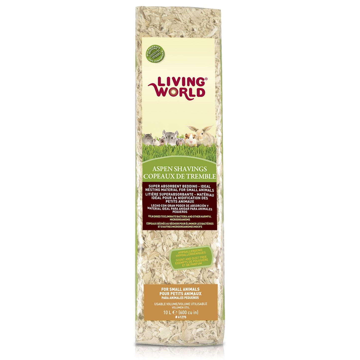 Living World Aspen Wood Shavings for Small Animals, Bedding & Nesting Material, 1200 Cubic Inches