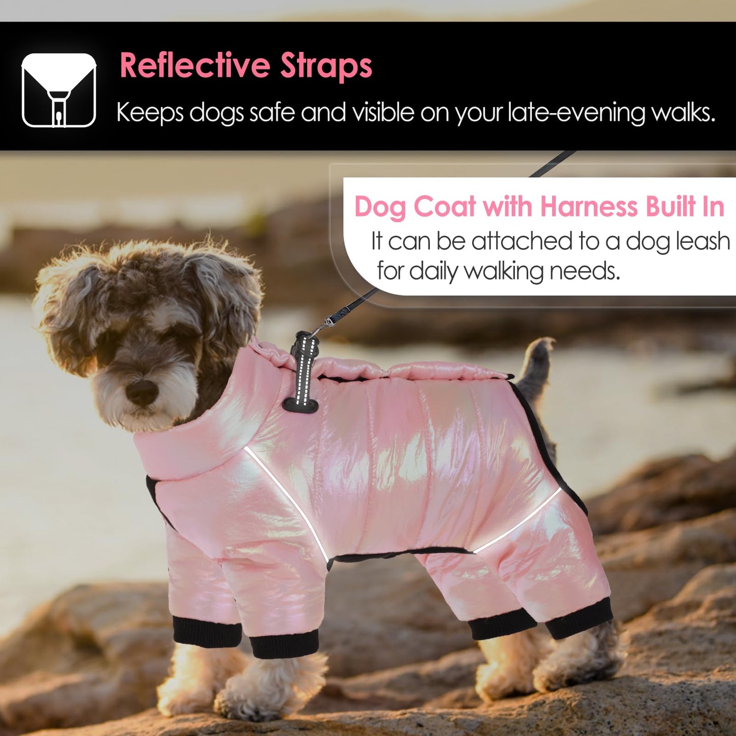 AOFITEE Dog Coat, Waterproof Dogs Jacket for Winter, Warm Fullbody Small Dog Snowsuit, Winter Coat for Small Dogs, Zip Up Pet Puffer Jacket Fleece Vest, Reflective Pet Snow Jackets, Christmas Red Furr-Reel