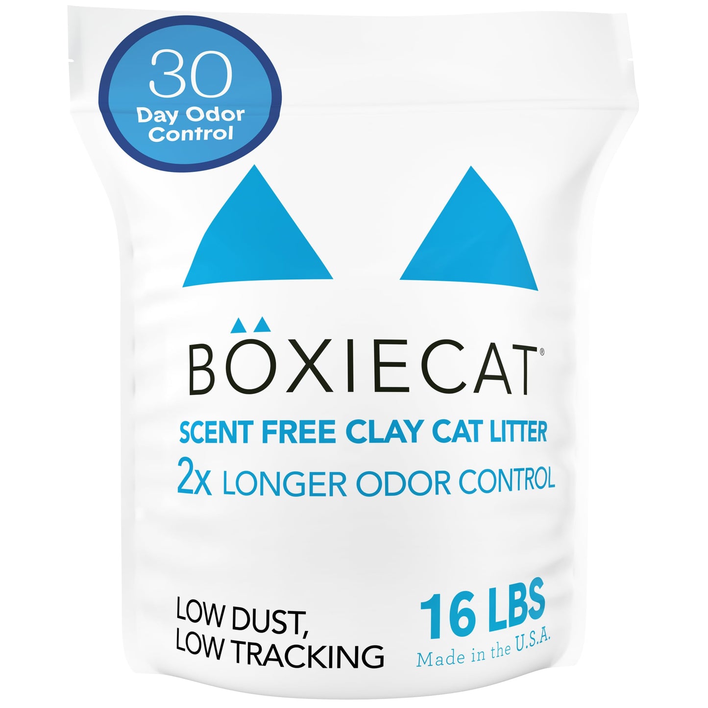 Boxie® Unscented 30 Day Odour Control Clumping Clay Cat & Kitty Litter 16 lb, 99.9% Dust-Free, Hard Flat Top® Clumps, No Fragrances No Fillers, Long-Lasting, Easy to Scoop