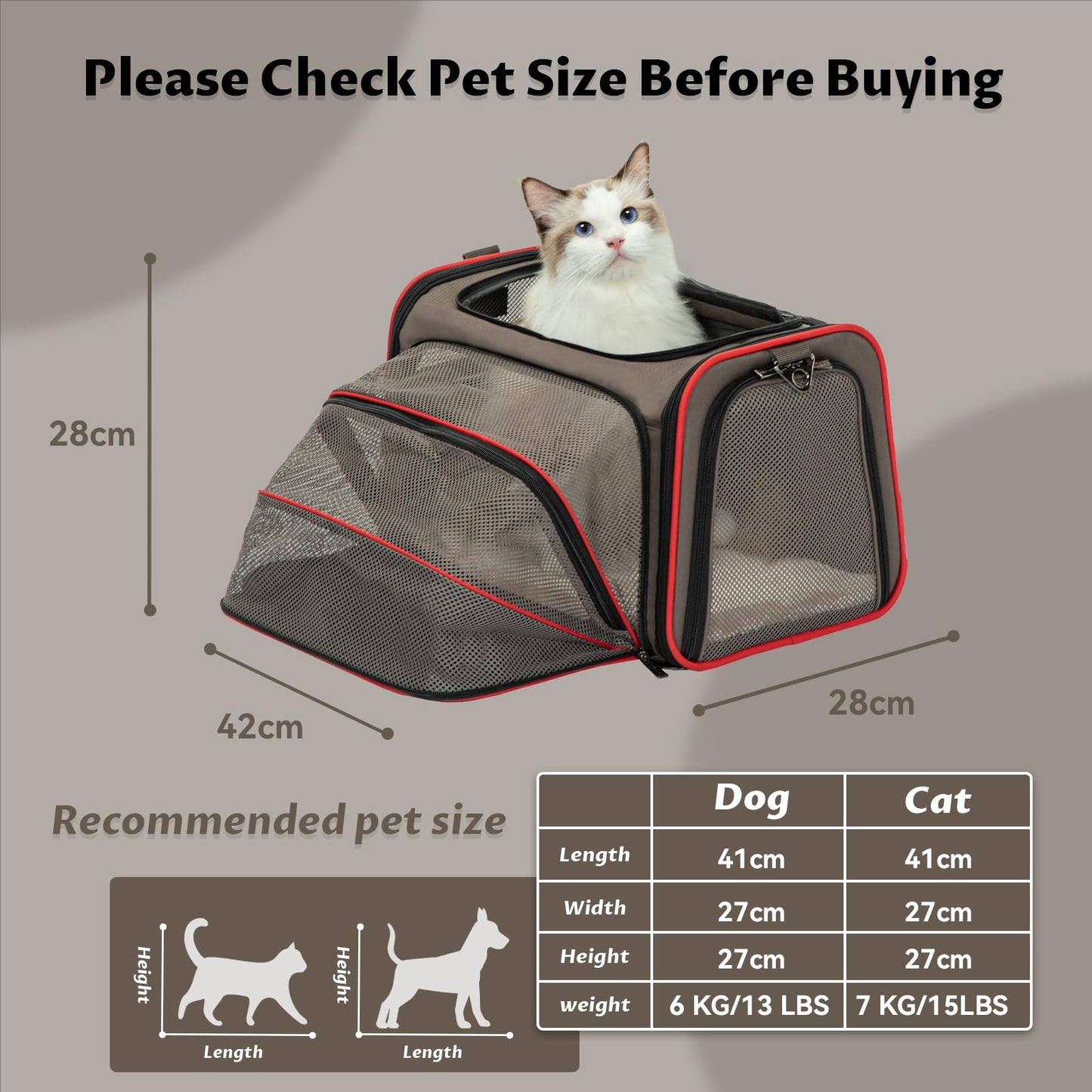 Petsfit Rabbit Carrier Bunny Carriers, Airline Approved Soft-Sided Pet Carrier for Guinea Pig/Cat/Dog/Kittens/Puppy, 16"x 10"x 9"