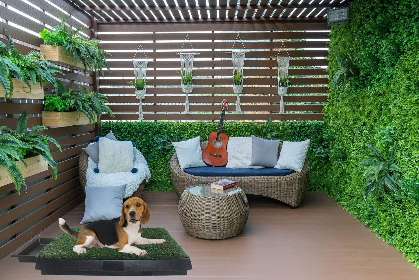 Dog Grass Pad with Tray, Artificial Turf Dog Grass Pee Pad Potty Training for Indoor Outdoor Use, Washable Replacement Potty Mat for Puppy and Small Pet, 20 inch x 25 inch