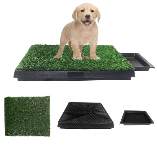 Dog Grass Pad with Tray, Artificial Turf Dog Grass Pee Pad Potty Training for Indoor Outdoor Use, Washable Replacement Potty Mat for Puppy and Small Pet, 20 inch x 25 inch