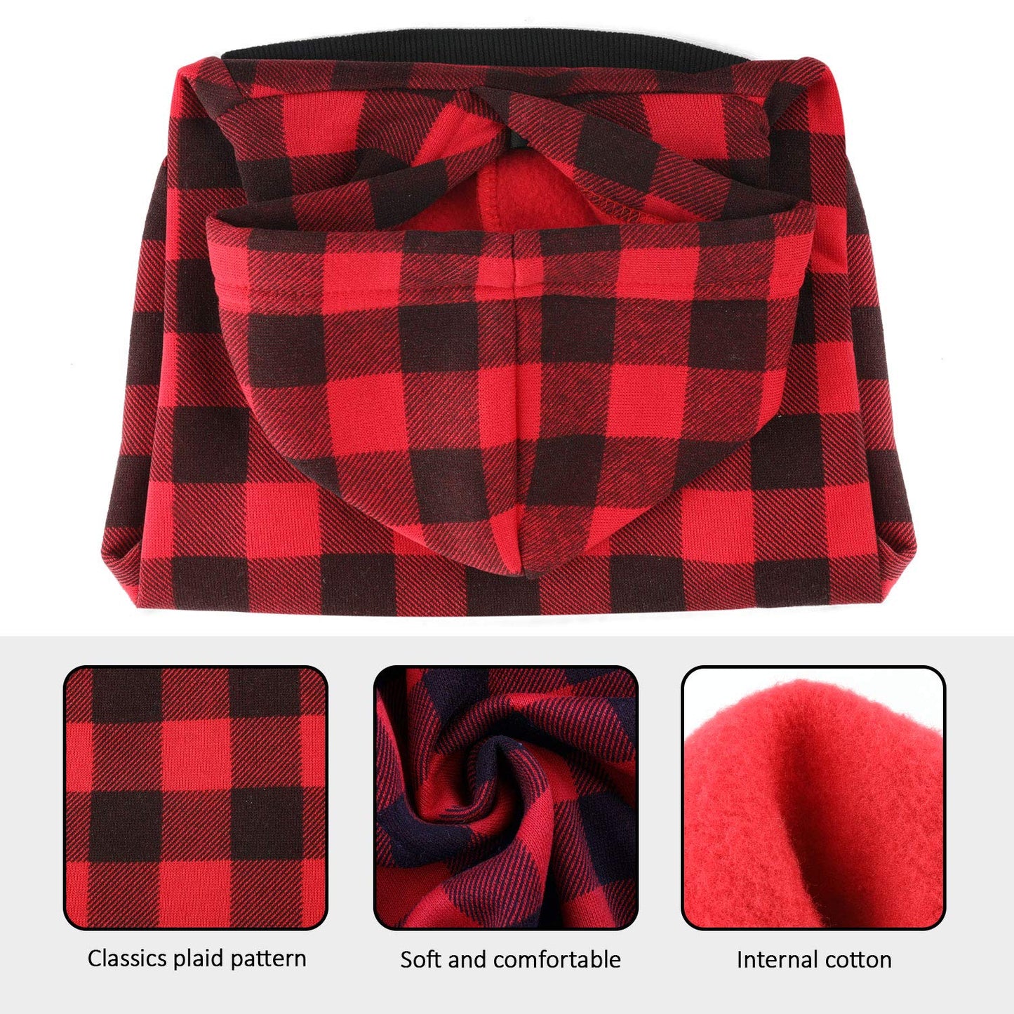 Plaid Dog Hoodie Sweatshirt Sweater for Extra Large Dogs Cat Puppy Clothes Coat Warm and Soft(XL) Furr-Reel