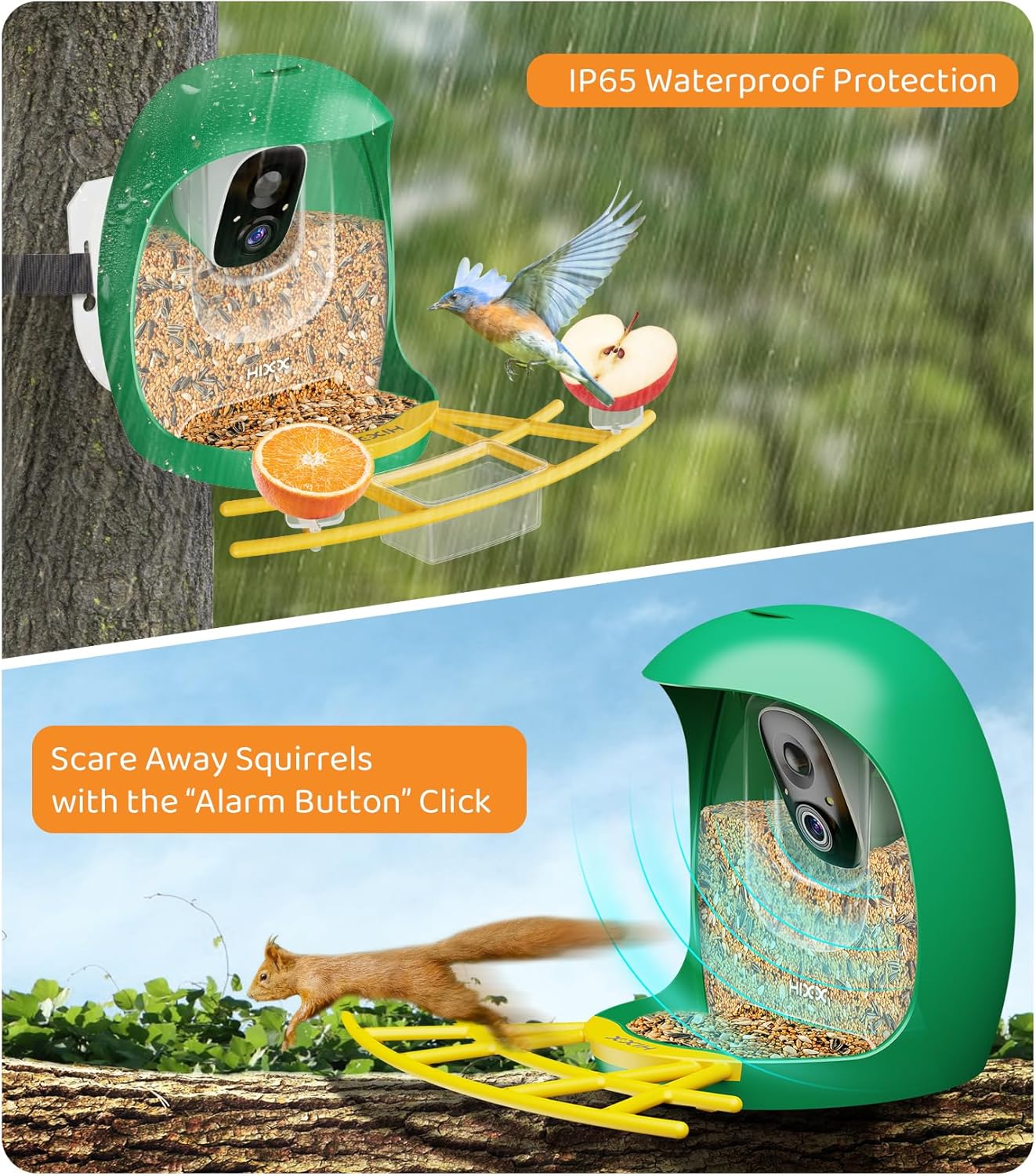 HIXX® Smart Bird Feeder Camera, Lifetime Free AI Bird ID Bird Feeder for Outdoors with Solar Panel, Auto Bird Video Capture & Instant Notifications, Birdwatching Camera with Feeder for Bird Lovers