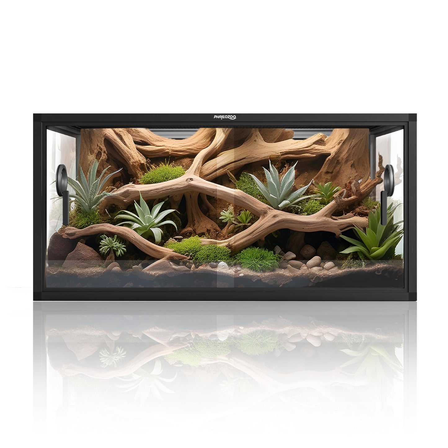 50 Gallon Reptile Terrarium, Reptile Tank for Easy Maintenance, Front Opening Reptile Enclosure with Top Screen Ventilation & Glass Sliding Door 36''x18''x18'' (Ultimate Black) - Furr-Reel