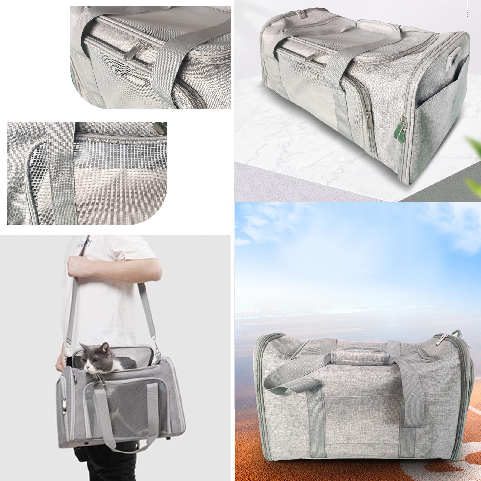 Pet Carrier Airline Approved,Soft Sided Cat Carrier New Upgraded Small Dog Carrier with Lockable Zippers,Breathable Pet Carrier,Dog Carrier for Small Medium Cats Furr-Reel