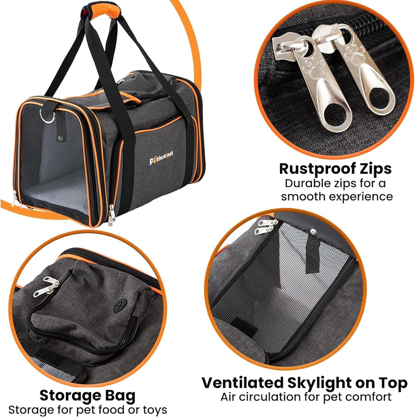 45x28x28cm Expandable Pet Carrier for Cats and Dogs up to 6kg, TSA Airline Approved, Alloy Accessory, Soft Sided Cat Carrier with Removable Wool Mat, Collapsible Travel Carrier for Cat Furr-Reel