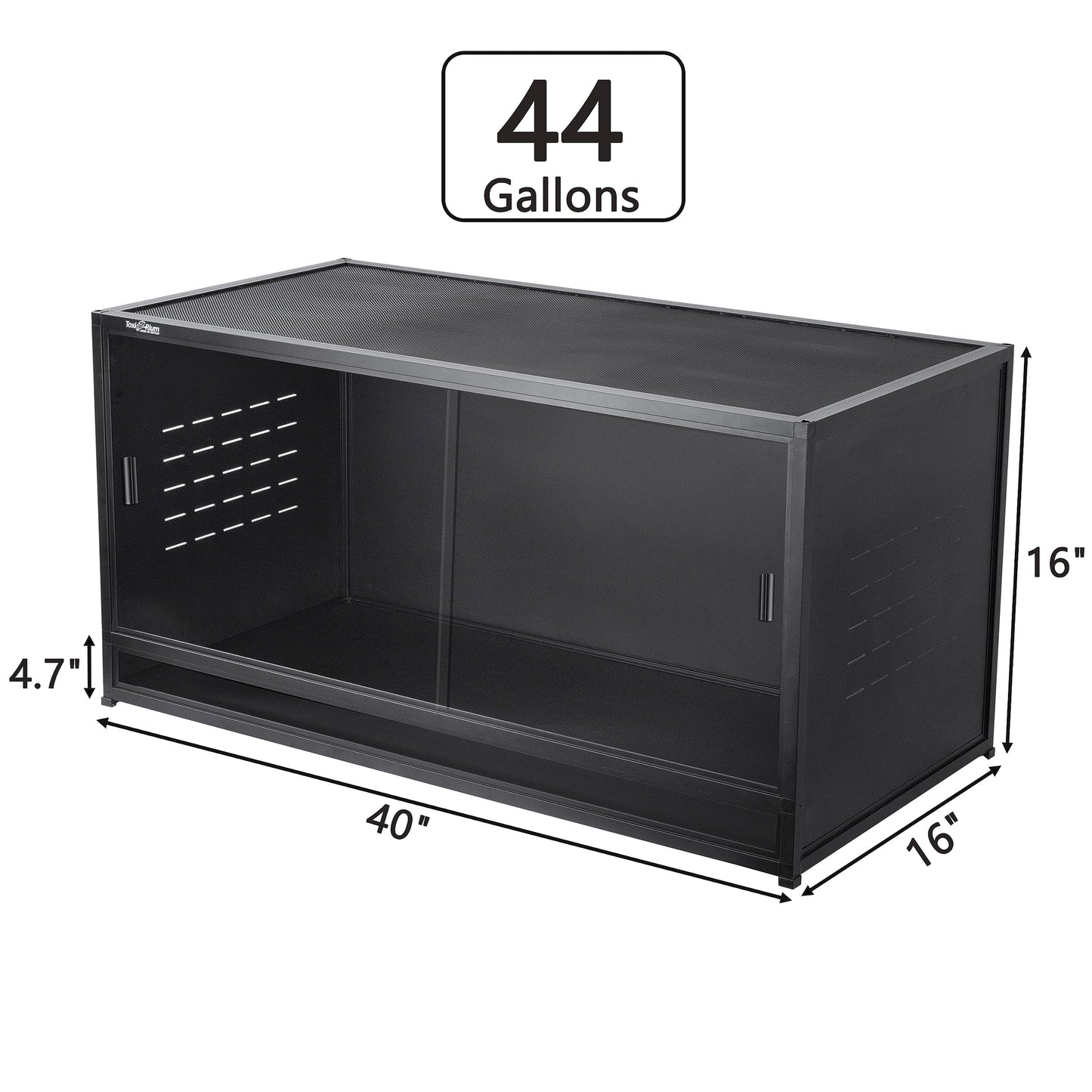 PVC Reptile Enclosure 44''x20''x20'' Stackable ToxiRium Large Reptile Terrarium 76 Gallons for Bearded Dragon Gecko Lizard Snake, Wide Breeding Vivarium Area with Sliding Doors Lock-2pcs with spacers