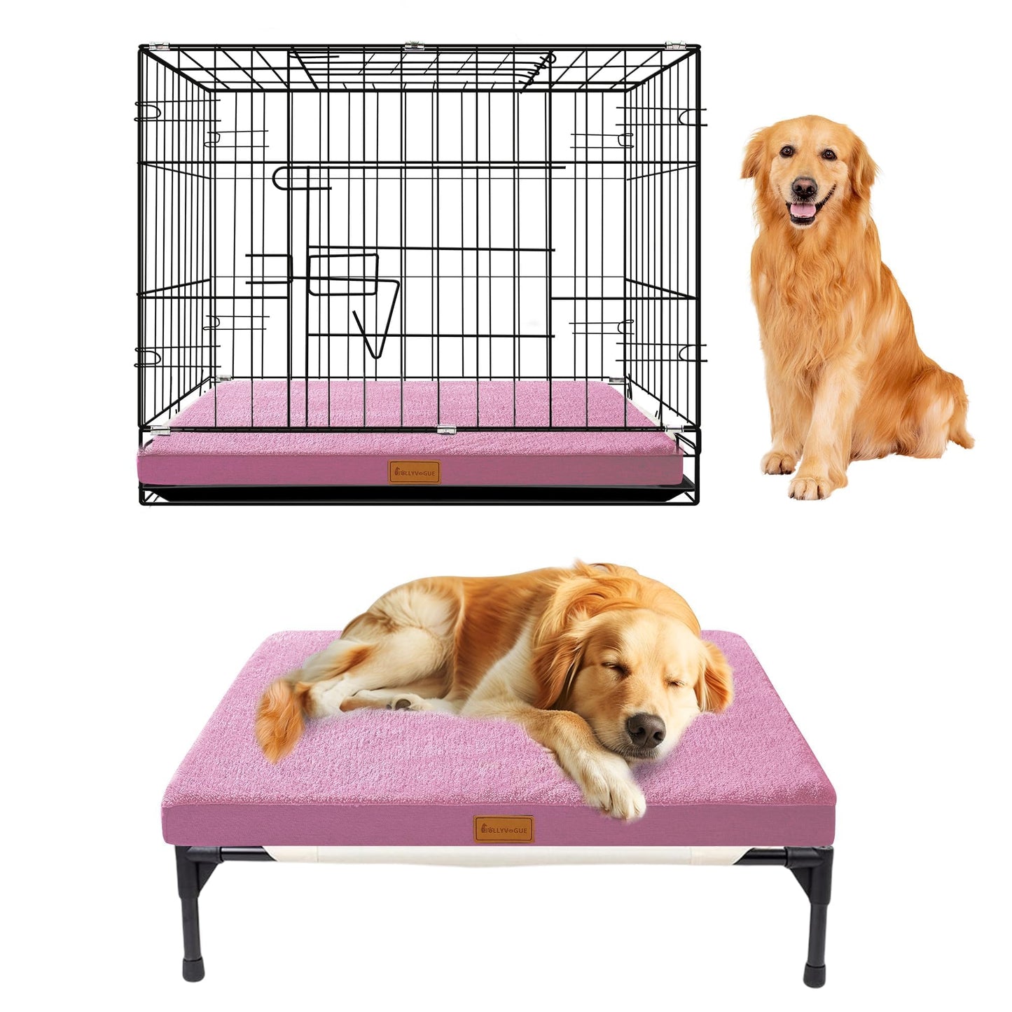 JOLLYVOGUE Dog Bed Large, Orthopedic Dog Bed Support Egg Crate Foam Dog Beds, Soft & Cozy Pet Bed Mat with Removable Washable Cover (Large, Dark Grey, Up to 75 lbs)