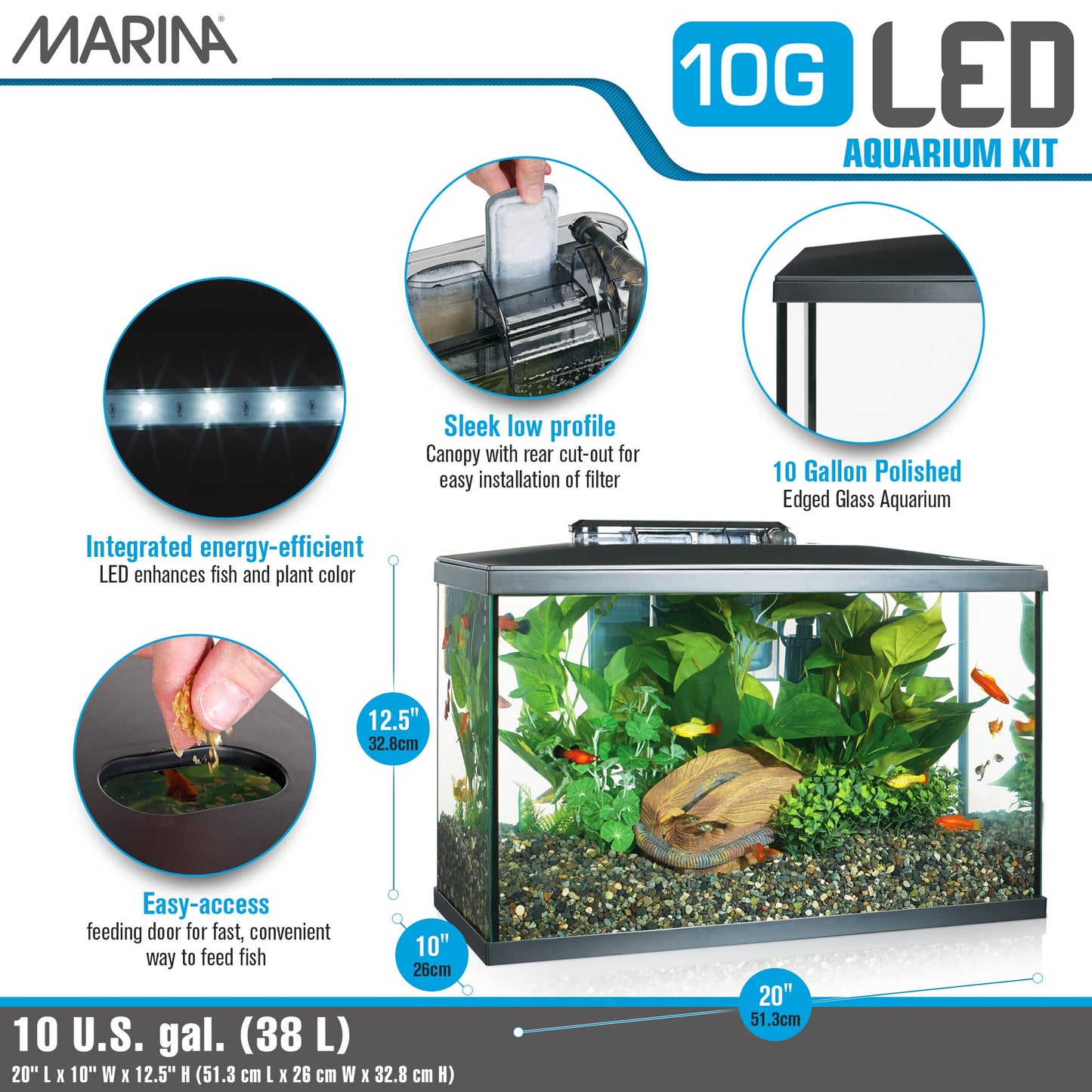 Marina LED Aquarium Kit, 10 Gallon, (15256A1)