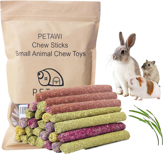 Petawi 42PCS Natural Timothy Hay Sticks Bunny Toys for Rabbit, Guinea Pig, Chinchilla, Hamster, Rat, Gerbil Small Animals Chew Toys Treats Chews for Teeth for Bunny, Chinchilla, Rat, Gerbil