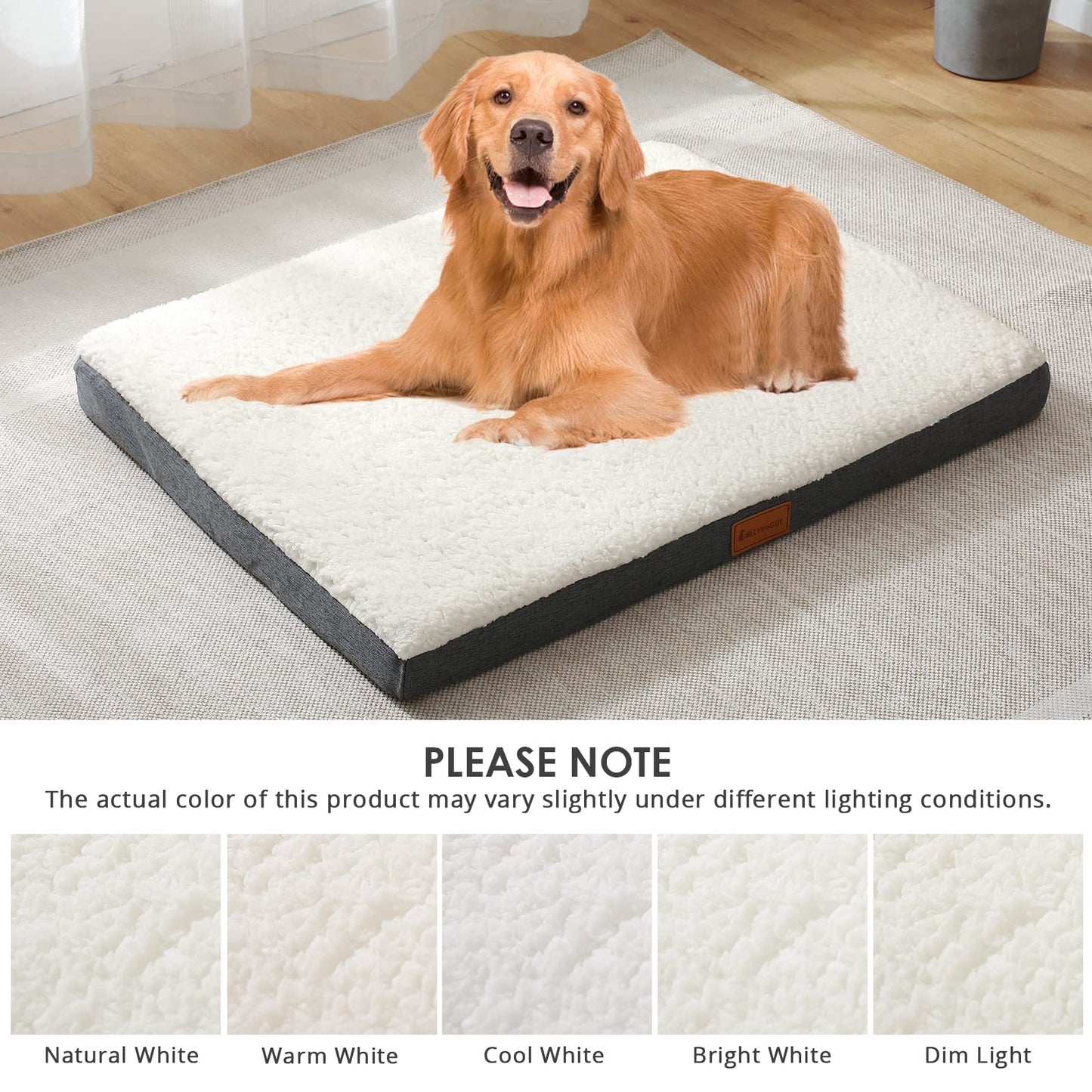 JOLLYVOGUE Dog Bed Large, Orthopedic Dog Bed Support Egg Crate Foam Dog Beds, Soft & Cozy Pet Bed Mat with Removable Washable Cover (Large, Dark Grey, Up to 75 lbs)