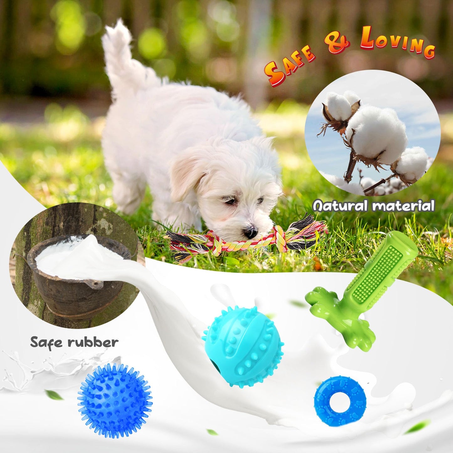 KIPRITII Dog Toys for Puppy Teething - 23 Pack Puppy Teething Toys for Boredom, Pet Dog Toothbrush Dog Toys with Rope Toys, Dog Treat Ball and More Squeaky Toy for Puppies and Small Dogs