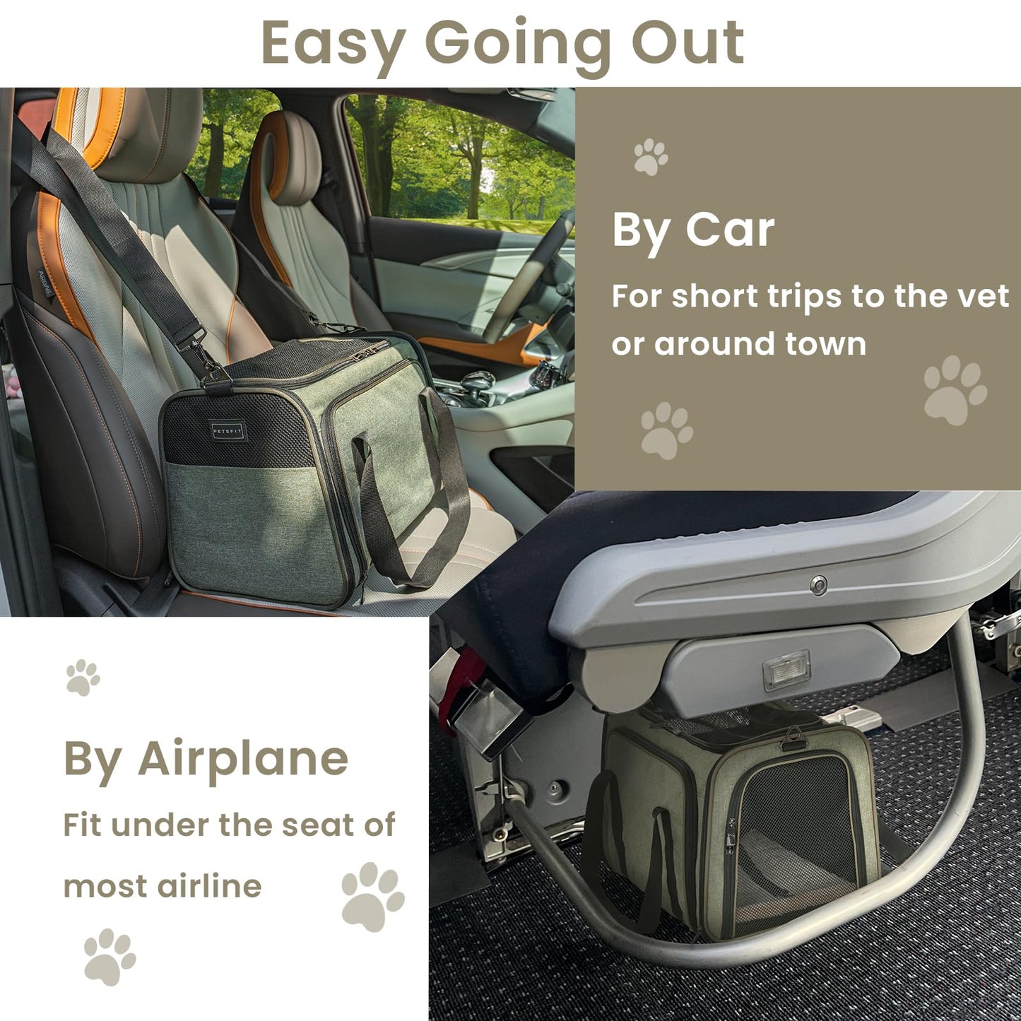 Petsfit Rabbit Carrier Bunny Carriers, Airline Approved Soft-Sided Pet Carrier for Guinea Pig/Cat/Dog/Kittens/Puppy, 16"x 10"x 9"