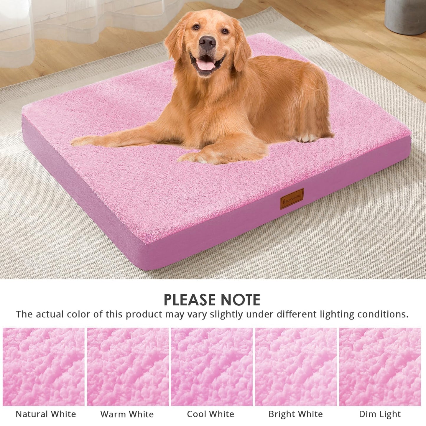 JOLLYVOGUE Dog Bed Large, Orthopedic Dog Bed Support Egg Crate Foam Dog Beds, Soft & Cozy Pet Bed Mat with Removable Washable Cover (Large, Dark Grey, Up to 75 lbs)